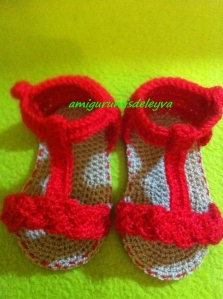Sandalias Bebé Crochet Rojas2